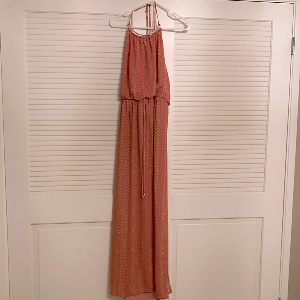 Pink & lime green maxi dress